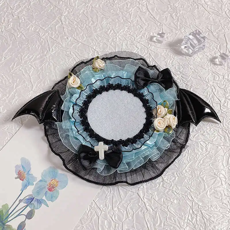 Ins Purple Lace Badge Holder. Demon Wings Goods Display. Lolita Award Rosette Ribbons. Ita Bag Decoration