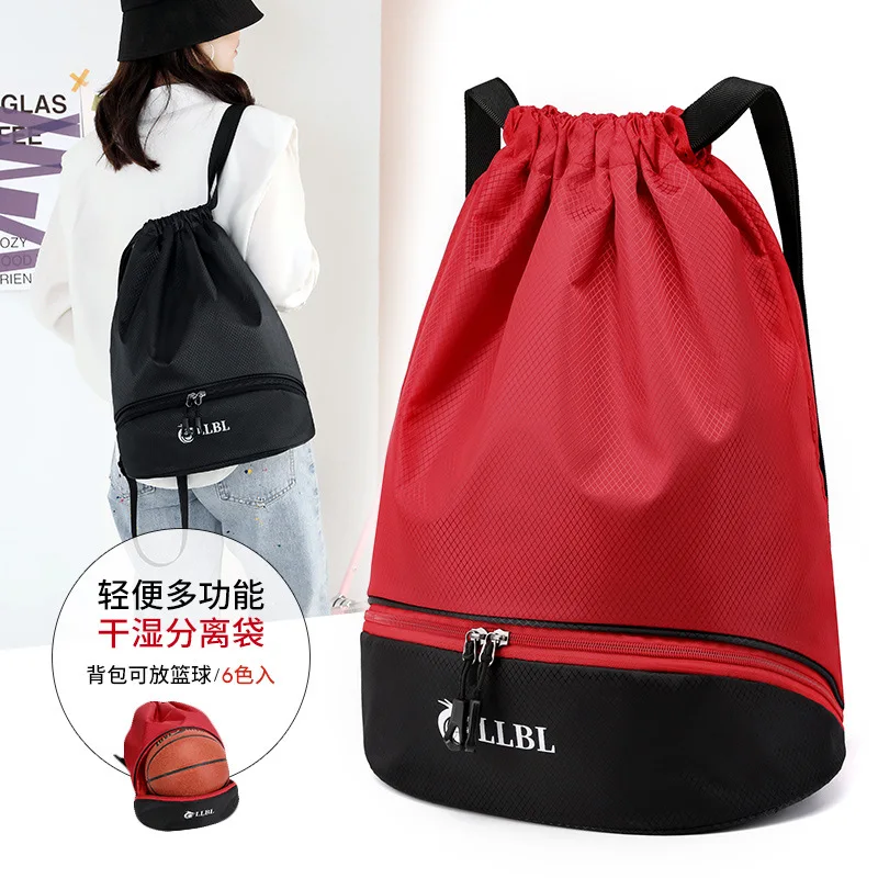 Mochila deportiva con cordón para hombre, bolsa de gimnasio plegable impermeable para playa, natación, ciclismo, fútbol, baloncesto, bolsa de Fitness