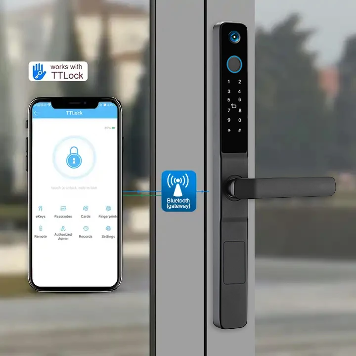 Security Apartment Hotel Home Digital Tuya Smart WiFi APP Remote Control Fingerprint Door Lock With Camera