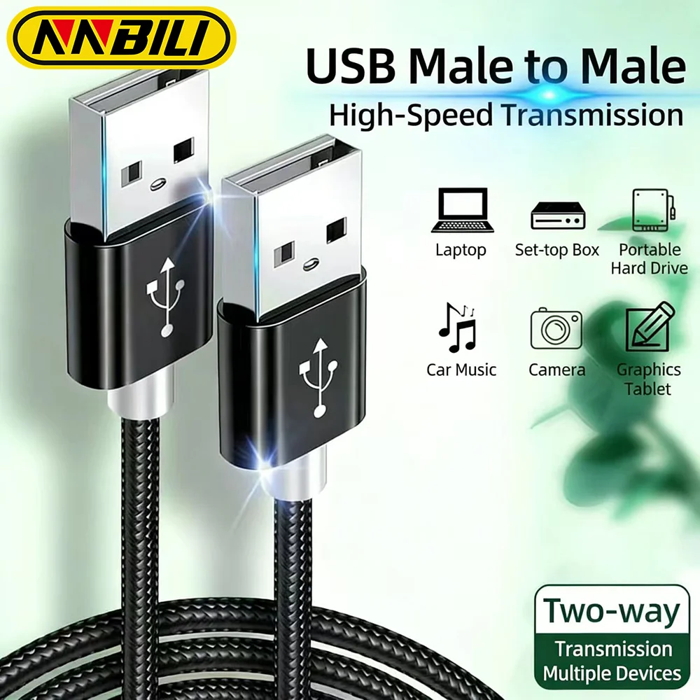NNBILI USB to USB Extension Cable USB A Male to Male USB A Extender for Radiator Hard Disk Webcom Camera USBA Cable Extens 1m/3m