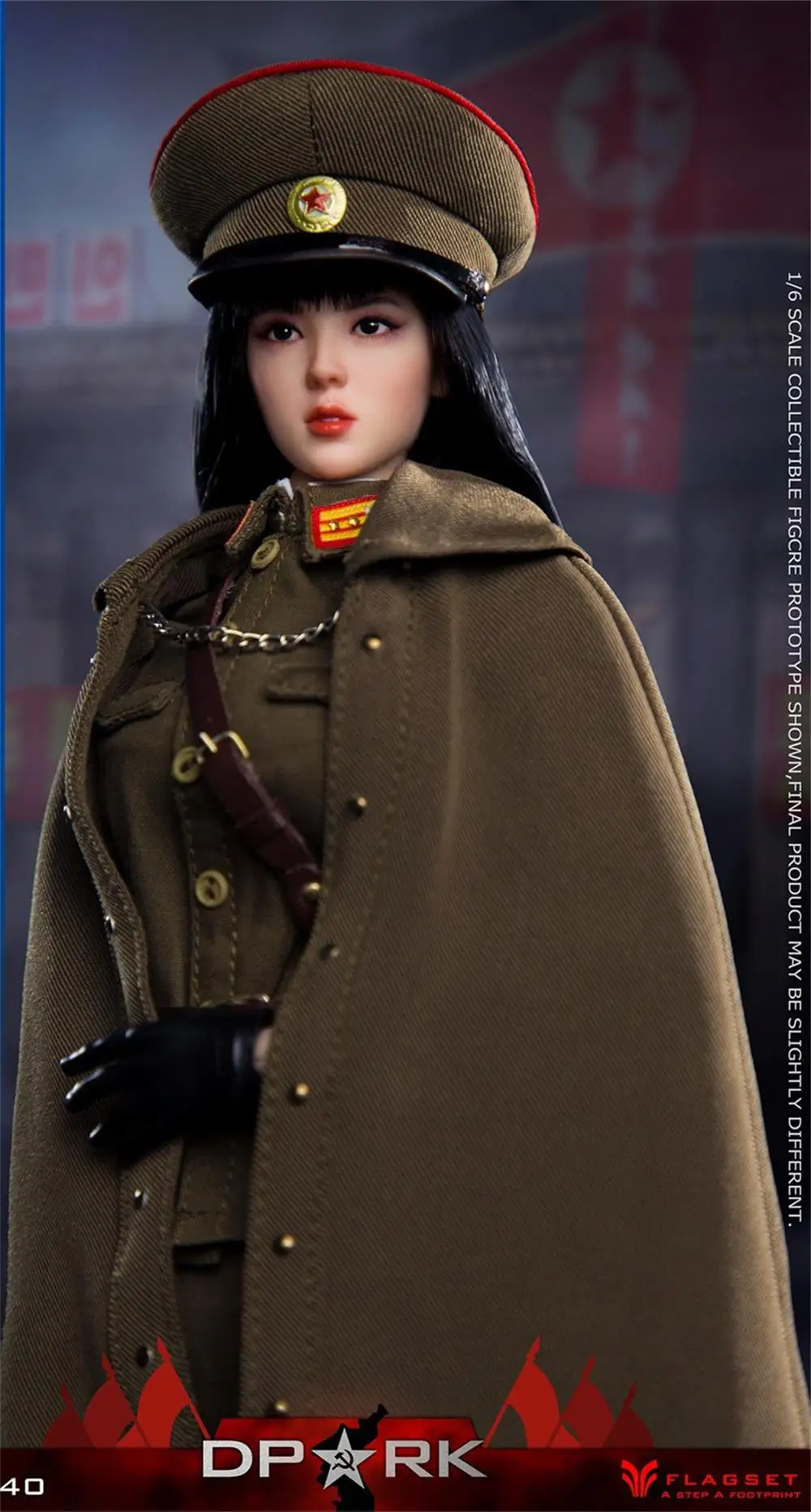 

Flagset 1/6 FS 73040 The Korean Garrison Female Officer Military Cloak Model For 12inch Action Figures Collectable