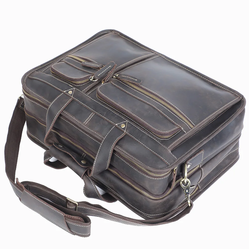 S.WORKER Premium Echtleder Business-Handtasche 16" Laptop Vintage Herren-Aktentasche für Arbeit & Reisen – Detail 11
