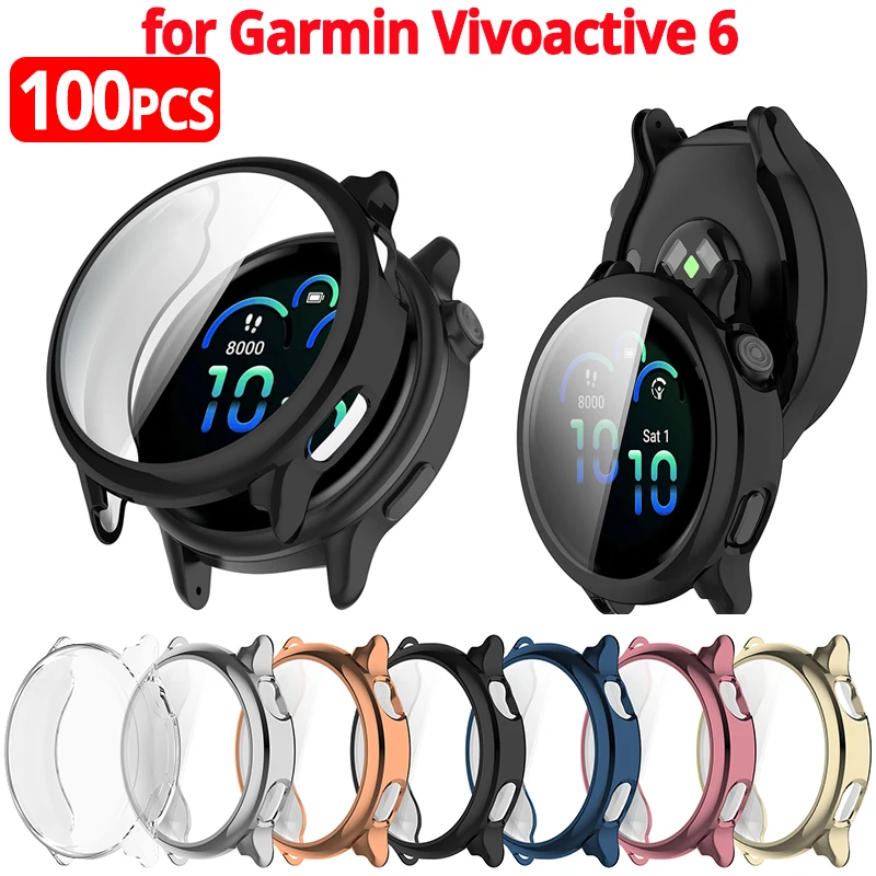 

100 шт./упак. чехол из ТПУ для Garmin vivoactive 6 Smartwatch, защитные пленки для экрана active6, бампер, полное покрытие, защитные аксессуары