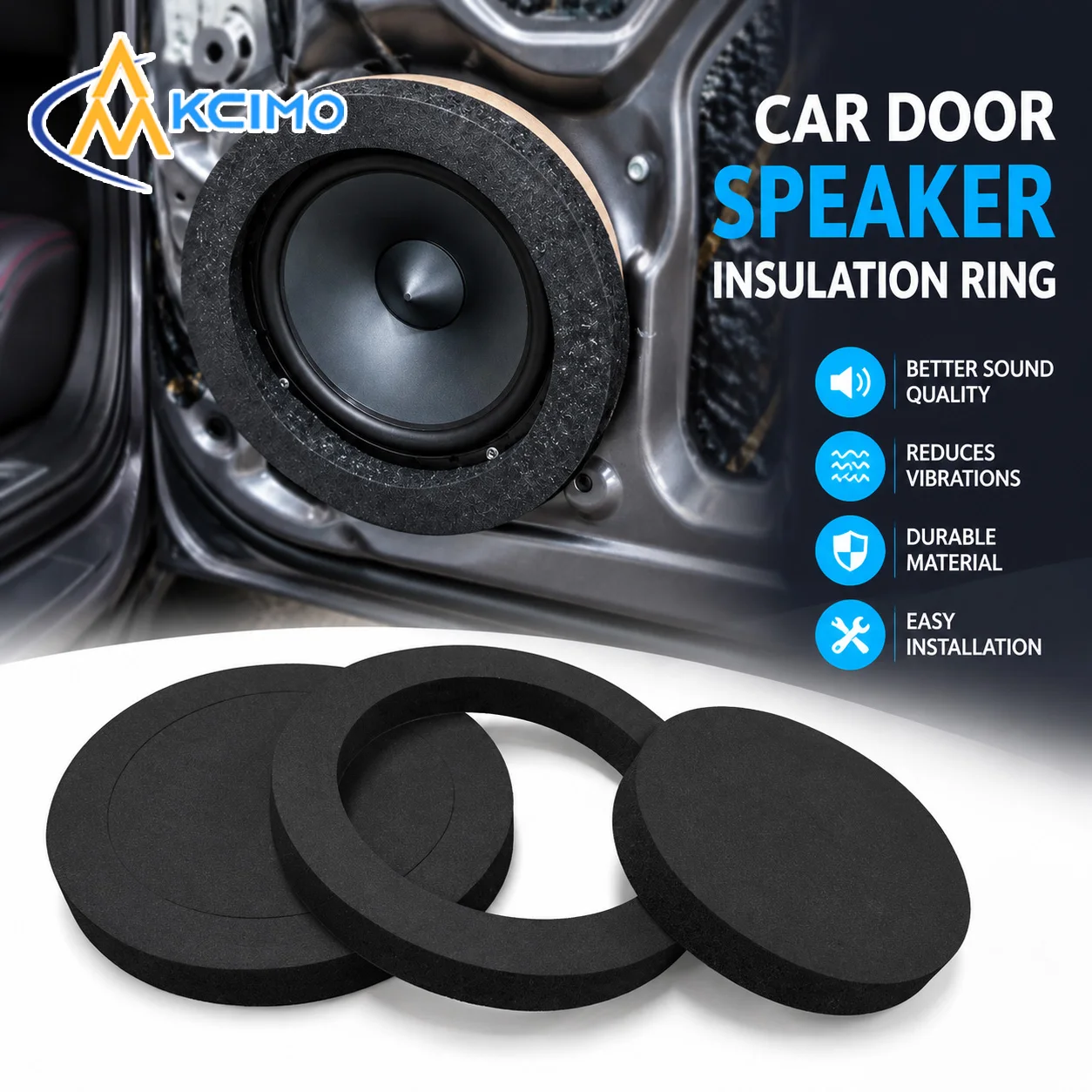 Kcimo 1/4Pcs Car Door Speaker Foam Bass Ring Woofer Sound Insulation Cotton Pad Shock Absorbing Noise Reduction Audio Accessory