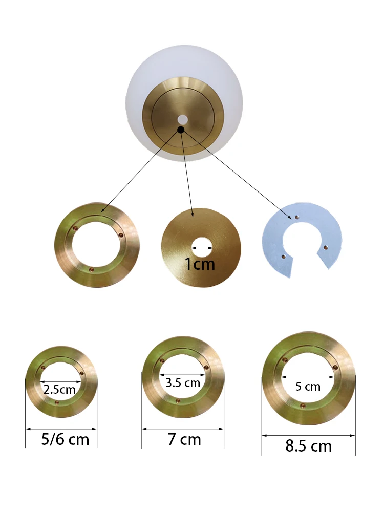 DIY Round Glass Cover Port Connection Fastening Metal Piece Magic Bean Glass Lampshade Screw Fittings Gold Bronze Chrome Metal