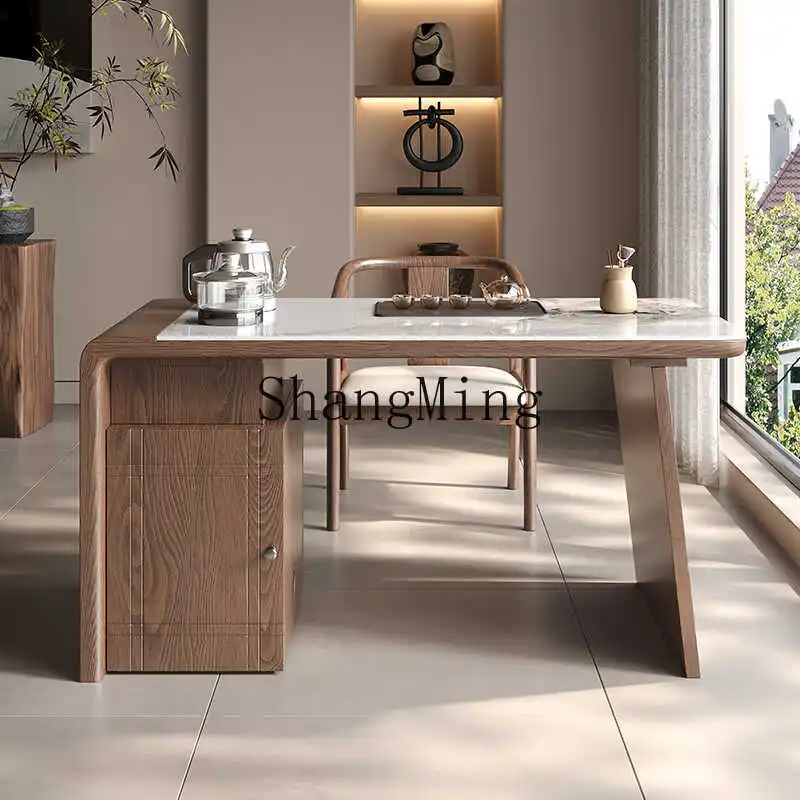 

FG new Chinese office tea solid wood furniture tea combination zen kung fu tea table chair