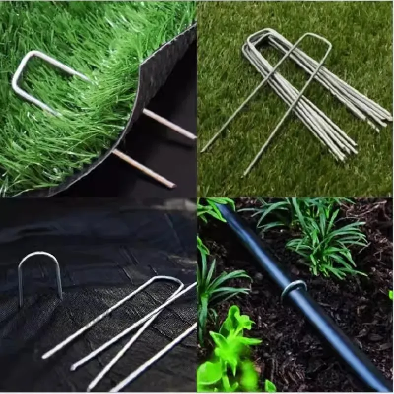 Metal Garden Stakes 6 Inch Galvanized Landscape Staple Heavy Duty U Shaped Landscape Ground Pin for Securing Weed Barrier Fabric