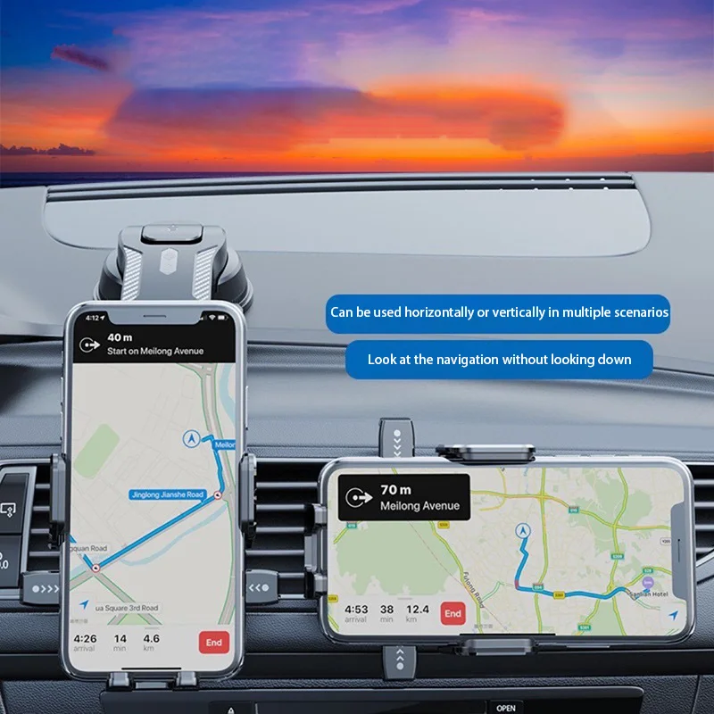 360 °   حامل هاتف السيارة قابل للتعديل، حامل أكواب شفط متعدد السيناريو للزجاج الأمامي وفتحة تهوية