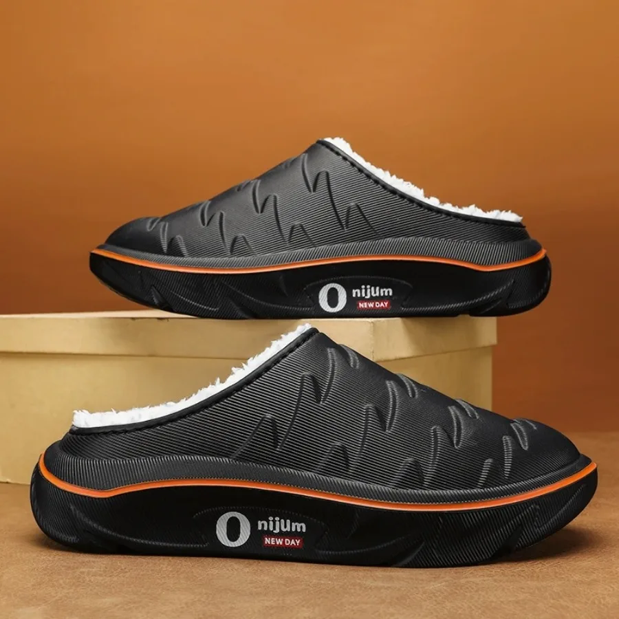 

Winter Men Women Cotton Slippers Indoor Outdoor Warm Slippers Shoes Waterproof Autumn Male Couple Home Bedroom Plush Slippers