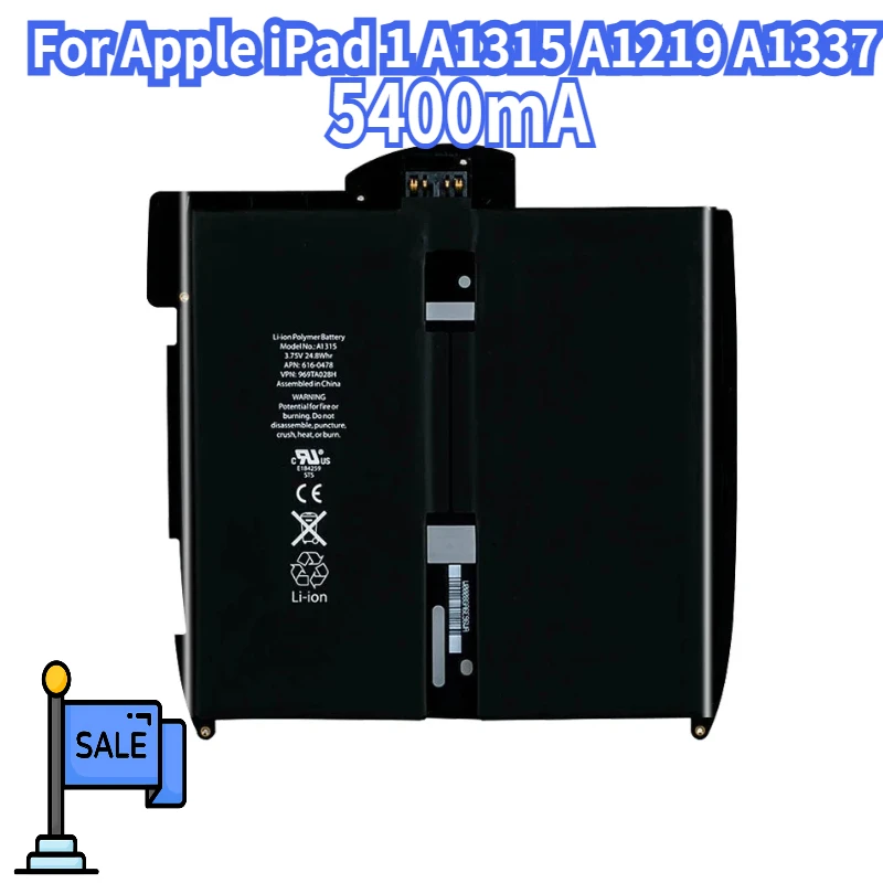 

Battery pad1 5400mAh For Apple iPad 1 iPad1 A1315 A1219 A1337 616-0448 616-0478 969TA028H Tablet Parts