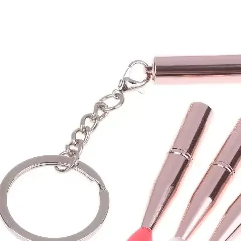 1 Uds. Cepillo de labios de silicona multifuncional portátil con llavero de cubierta lápiz labial a prueba de polvo cepillo de lápiz labial cepillo de sombra de ojos