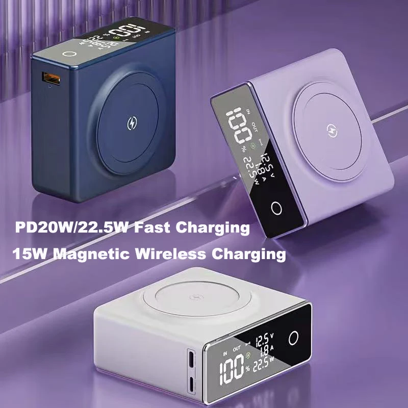 

20000mAh Magsafe Power Bank Touch Screen Magnetic Wireless 22.5W Fast Charger For iPhone 16 Macbook Samsung S25 Xiaomi Powerbank