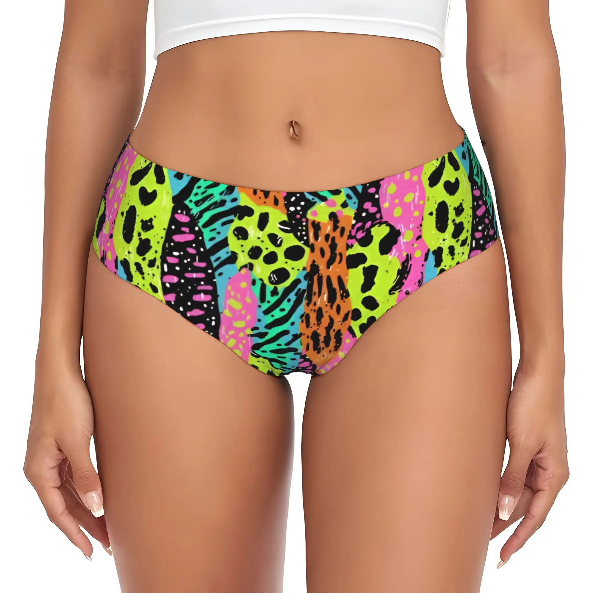 Custom Women Leopard Print Colorful Panties Underwear Female Stretch  Briefs Underpants