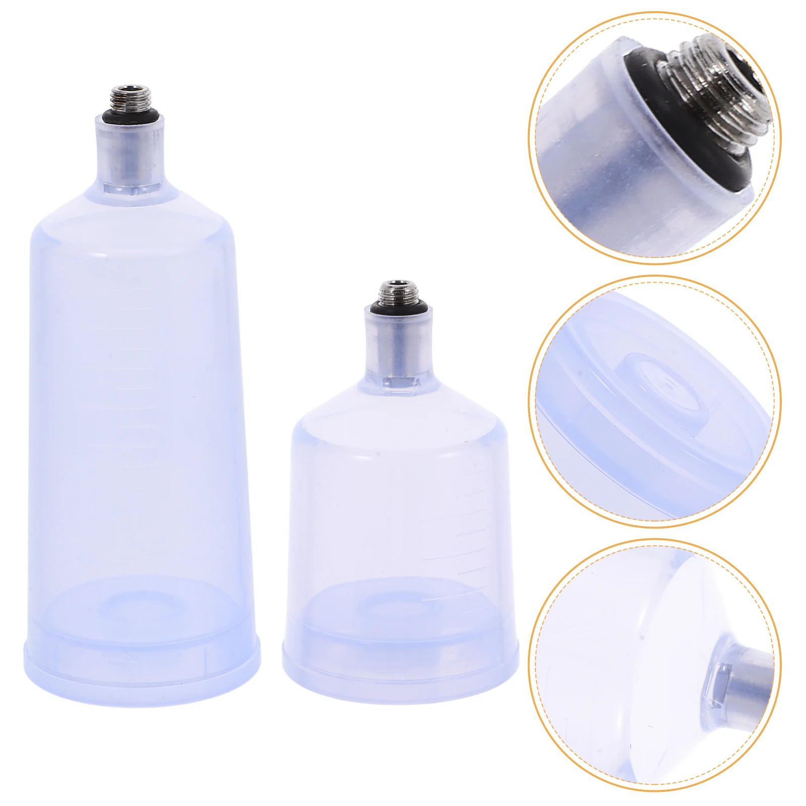 

2 Pcs Airbrush Paint Pot Container Sports Clear Pigment Cup Plastic Bottles Cleaning Travel