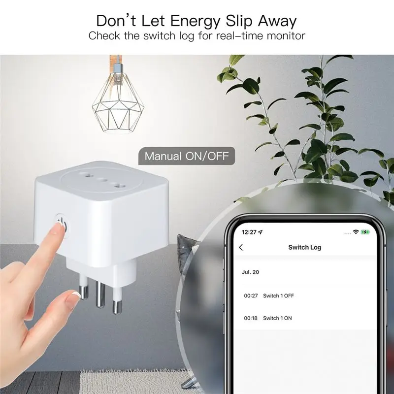 AS62 Tuya Wifi Smart Plug 16A Italian Plug Voice Control Power Monitor Timer Socket for Alexa Google Home Smart Life