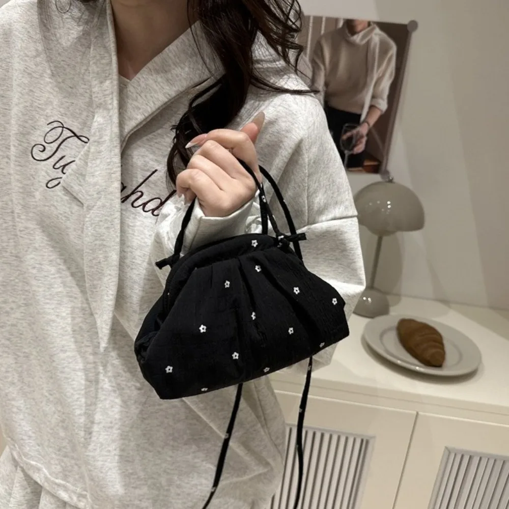 Sac à bandoulière simple en Polyester doux, sac de maquillage de Style coréen à fleurs, sac de téléphone à cordon de serrage, sac à bandoulière pour dames