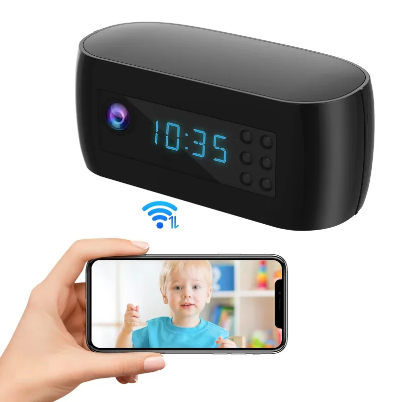

1080P mini camera clock high definition alarm clock WIFI home camera with night vision motion detection