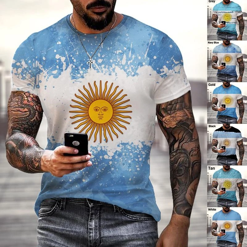 Argentina\'s New Fashion 3d Printed T-shirt Street Funny Personality Hip-hop Cool Casual Short-sleeved Top