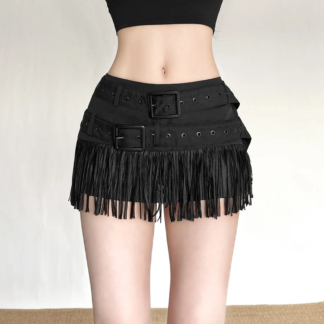 New Autumn Collection With A European And American Style  It's A Solid-color Fringed And Retro American Skirt For Women