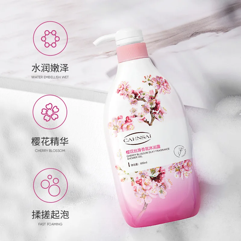 Sakura Silky Fragrance Shower Gel 800ml Moisturizing Deep Cleansing Cherry Blossom Body Wash