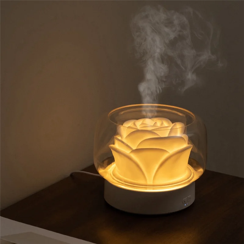 A01M-400Ml Flower Air Purification Humidifier Aromatherapy Essential Oil Diffuser With Atmosphere Light For Gift UK Plug