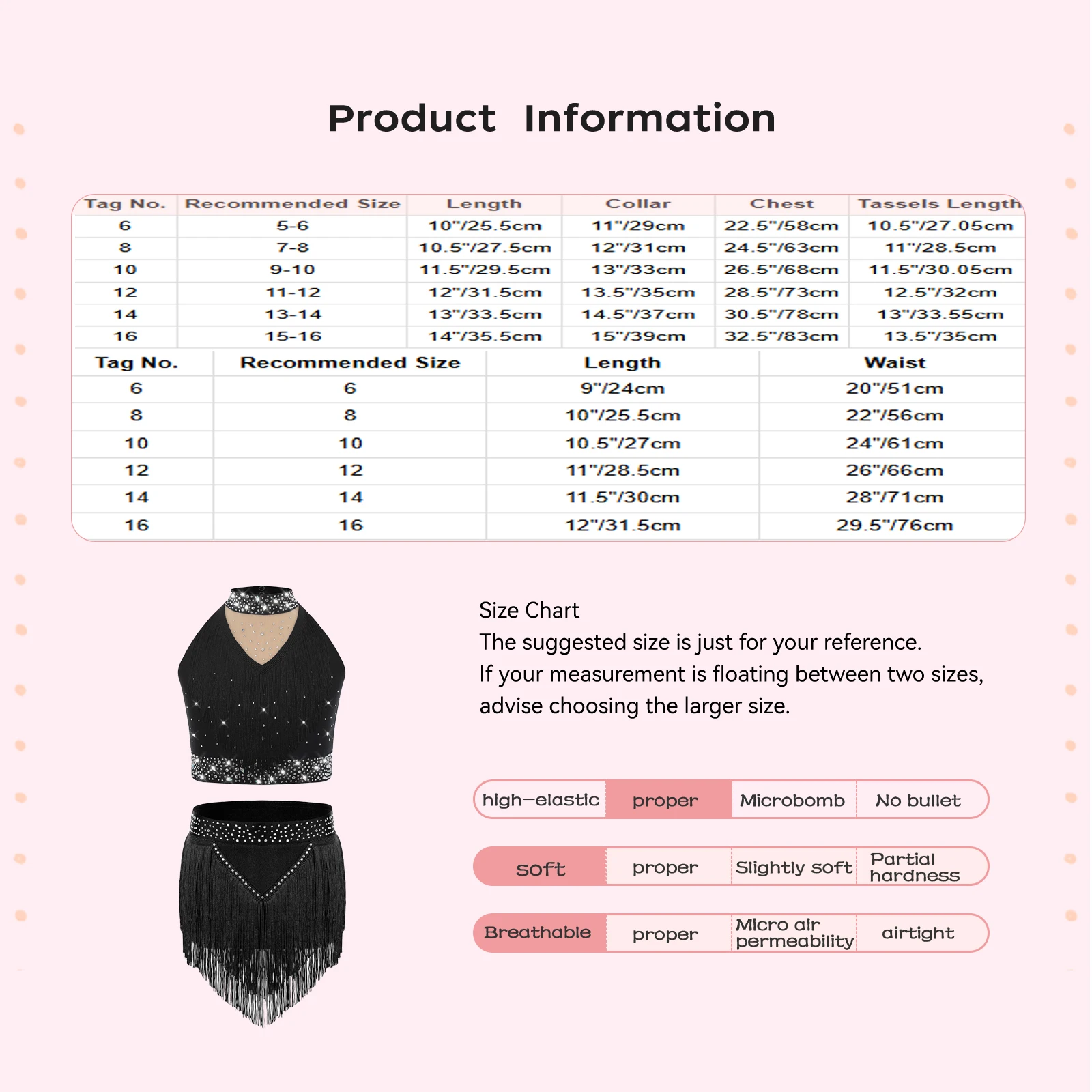 เด็กสาว Hip Hop Latin Jazz Dance ชุด Samba Dance เครื่องแต่งกาย Cha Cha เต้นรํา Lyrical บัลเล่ต์เต้นรําชุด Crop Top + กระโปรงพู่