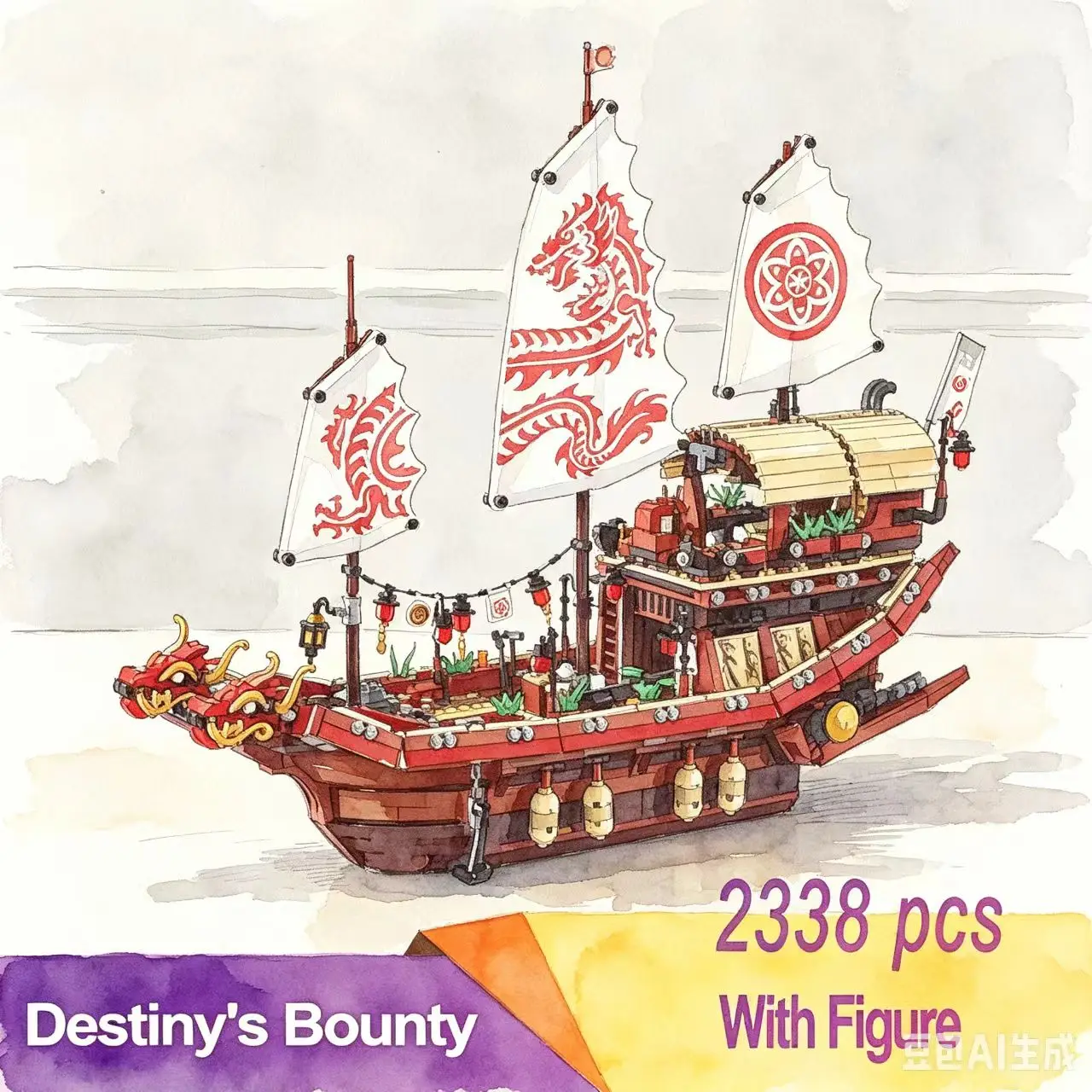 NOUVEAU Display 06057 Destiny Boat 2367Pcs Flying Bounty Ship Building Blocks Bricks Christmas Gifts Compatible 89043