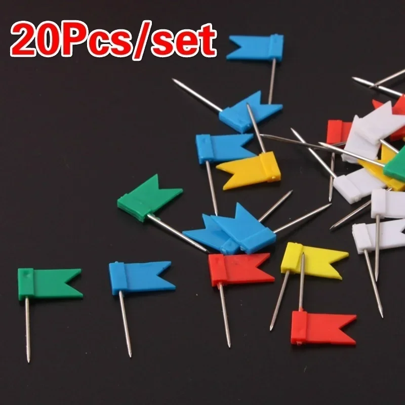 20pcs/set Flag Thumbtack Nail Thumbtack Board Map Drawing Tacks for Notice Board Marker Home Office School Stationery Supplies