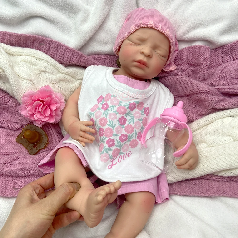 Can Open Mouth Sleeping Girl 44cm Silicone Reborn Baby Full Body Soft Art Doll Adorable Visible Veins Bebe for Elderly Joy