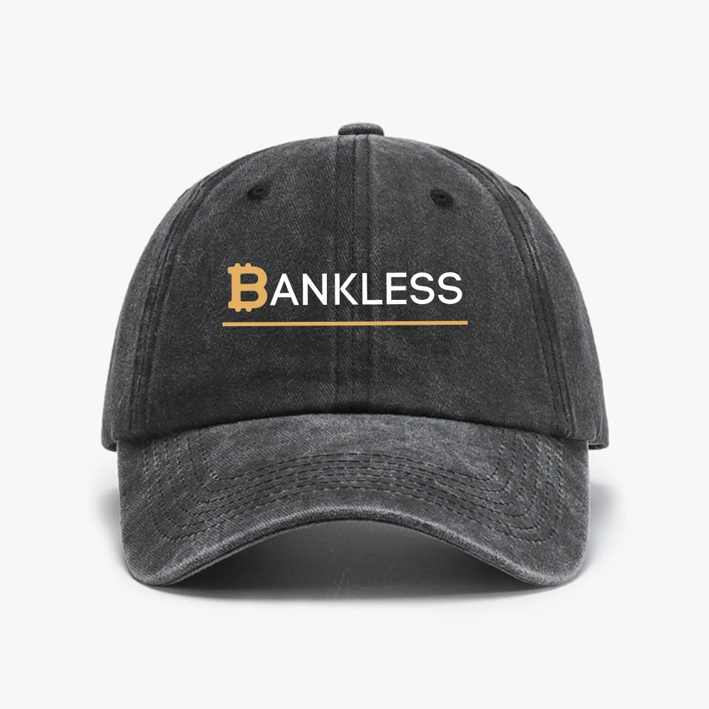 Bankless Hipster hat Bitcoin Cryptocurrency Miners Meme Men Distressed Baseball Cap Adjustable Washed cowboy hat