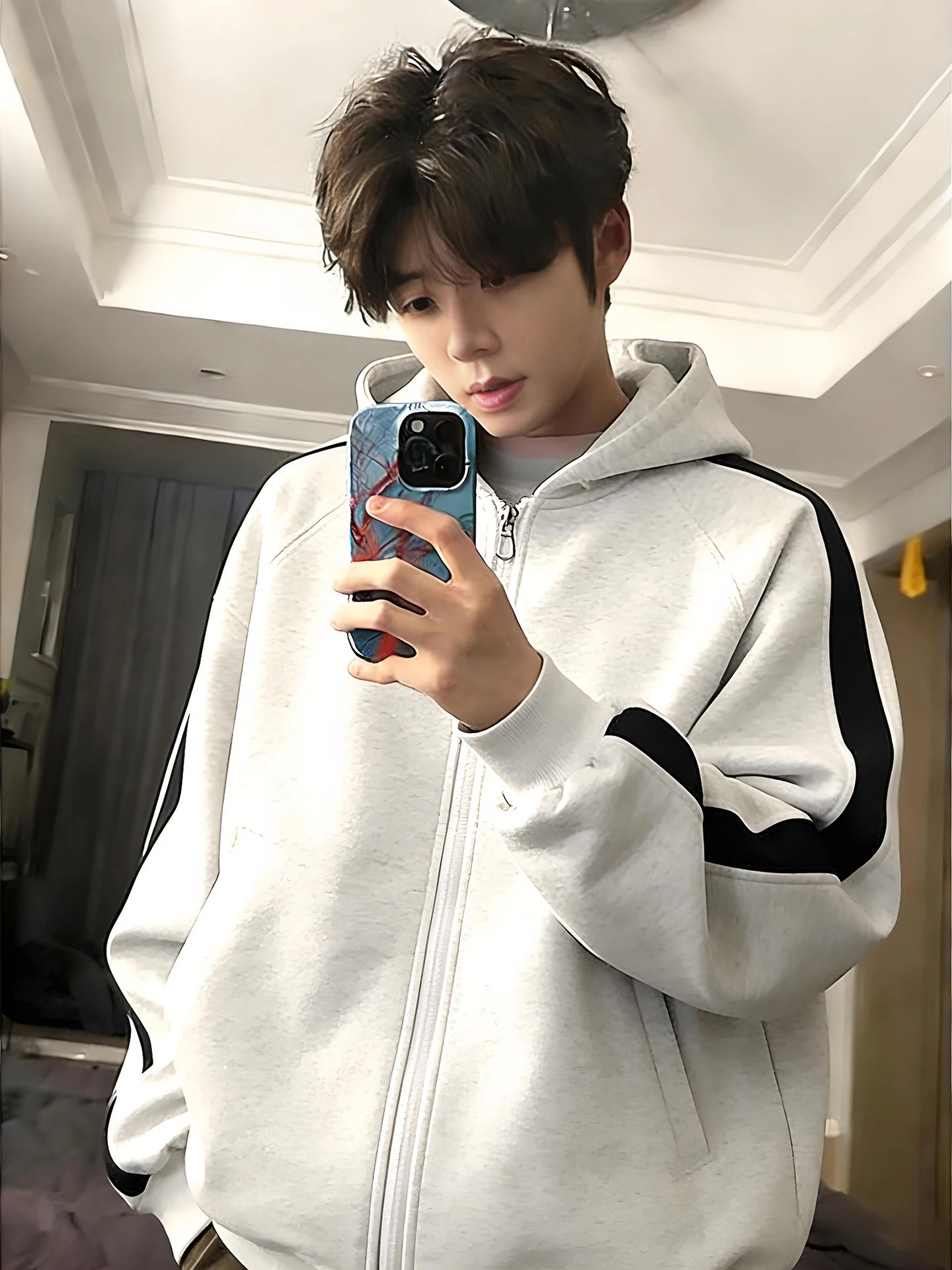 

Men's Hooded Open Cardigan Long Sve Color Blo Cotton Polyester Blend Spring Autumn Winter Warm Casual Faion Outerwear