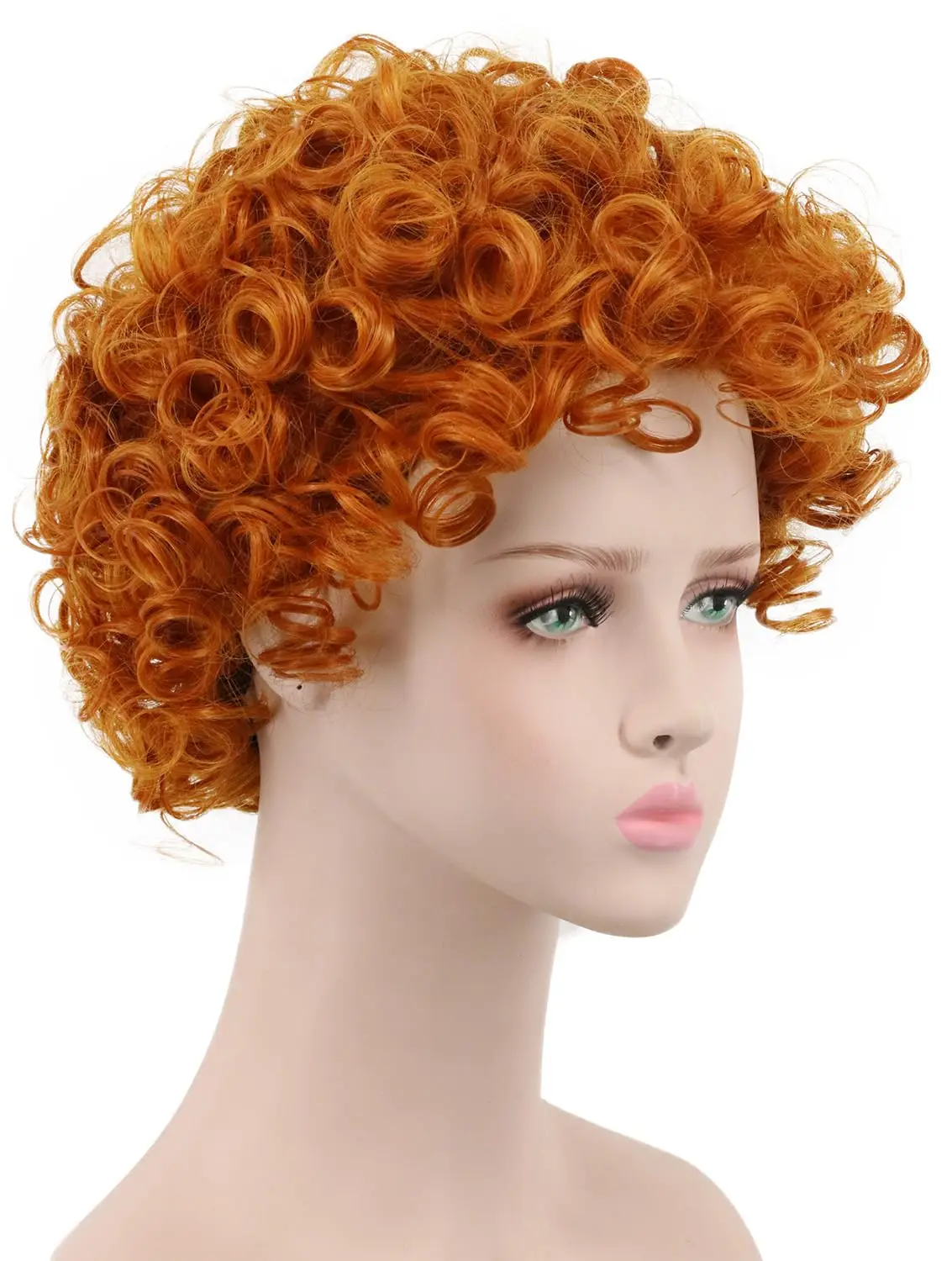 성인 코스프레 가발, 짧은 웨이브 오렌지 풀 가발, 할로윈 파티 코스튬 가발, 레드 오렌지 곱슬 가발, 부인 로퍼 코스튬 여장