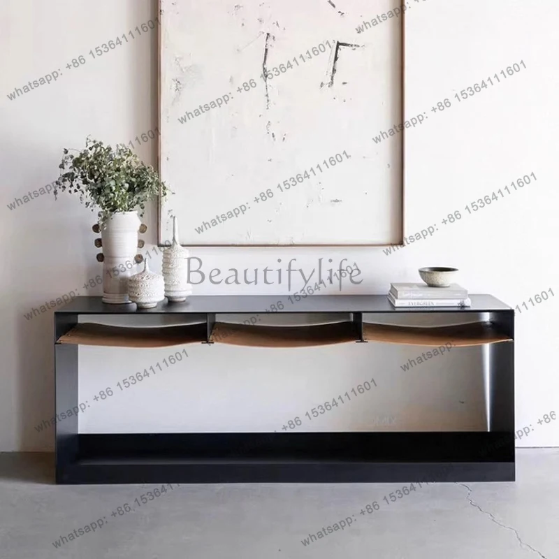 Factory Direct Wabi Sabi Minimalist Console Table Behind Sofa Modern Vintage Classic Console Table Premium Elegant Mesa Furnitur