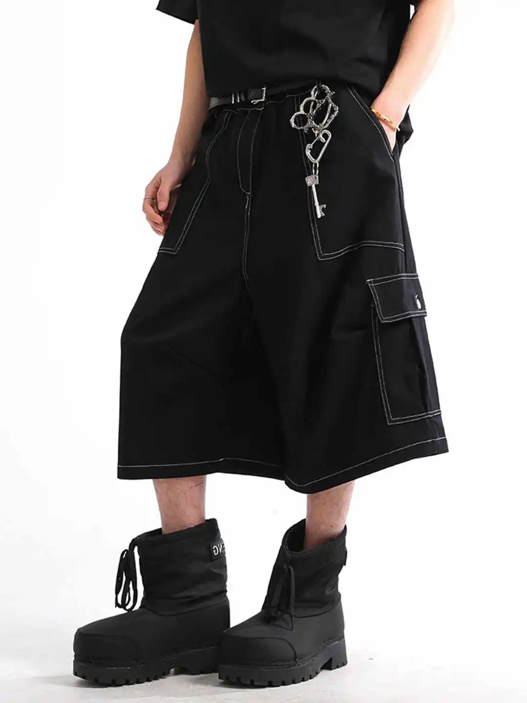 Dames witte Y2k cargobroek Harajuku kuitlengte broek Japanse jaren 2000 stijl Vintage vriendje stijl oversize broek kleding