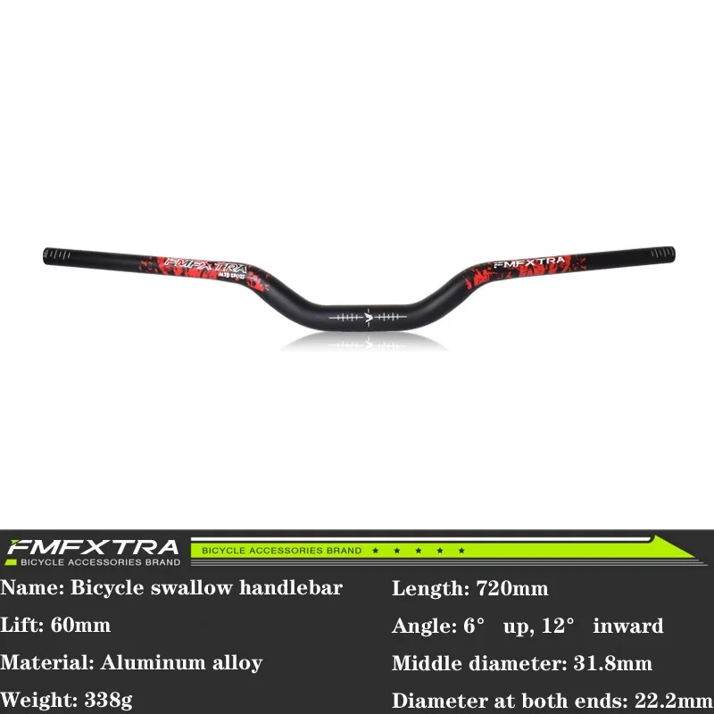 FMFXTRA Mountain Bike Aluminum Handlebar 31.8*780/720mm Swallow Handlebar Lift 60mm Road Handlebar Bike Accessories