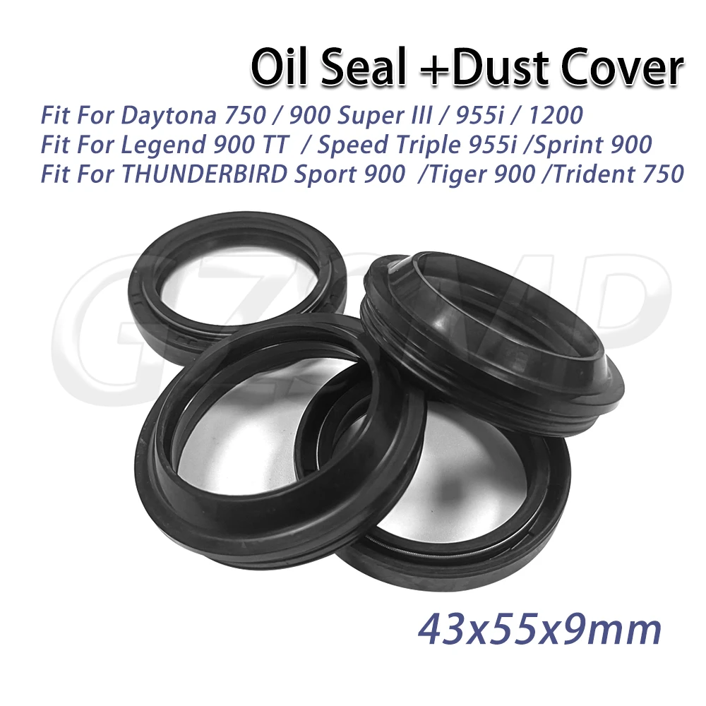 

43x55x9 Fit for Triumph Daytona 750 900 955i 1200 Sprint 900 Trident 750 Trophy 900 1200 Front Fork Oil Seal Dust Seal