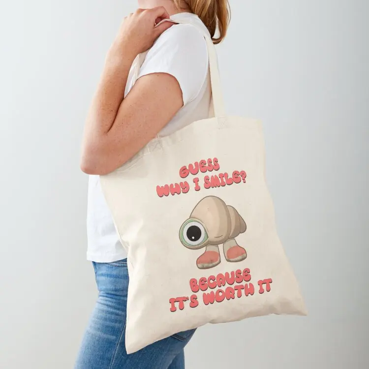 

Guess Why I Smile Because Its Worth It Marcel The Shell Tote Bag shopping bag logo Lady bag foldable reusable tote men's