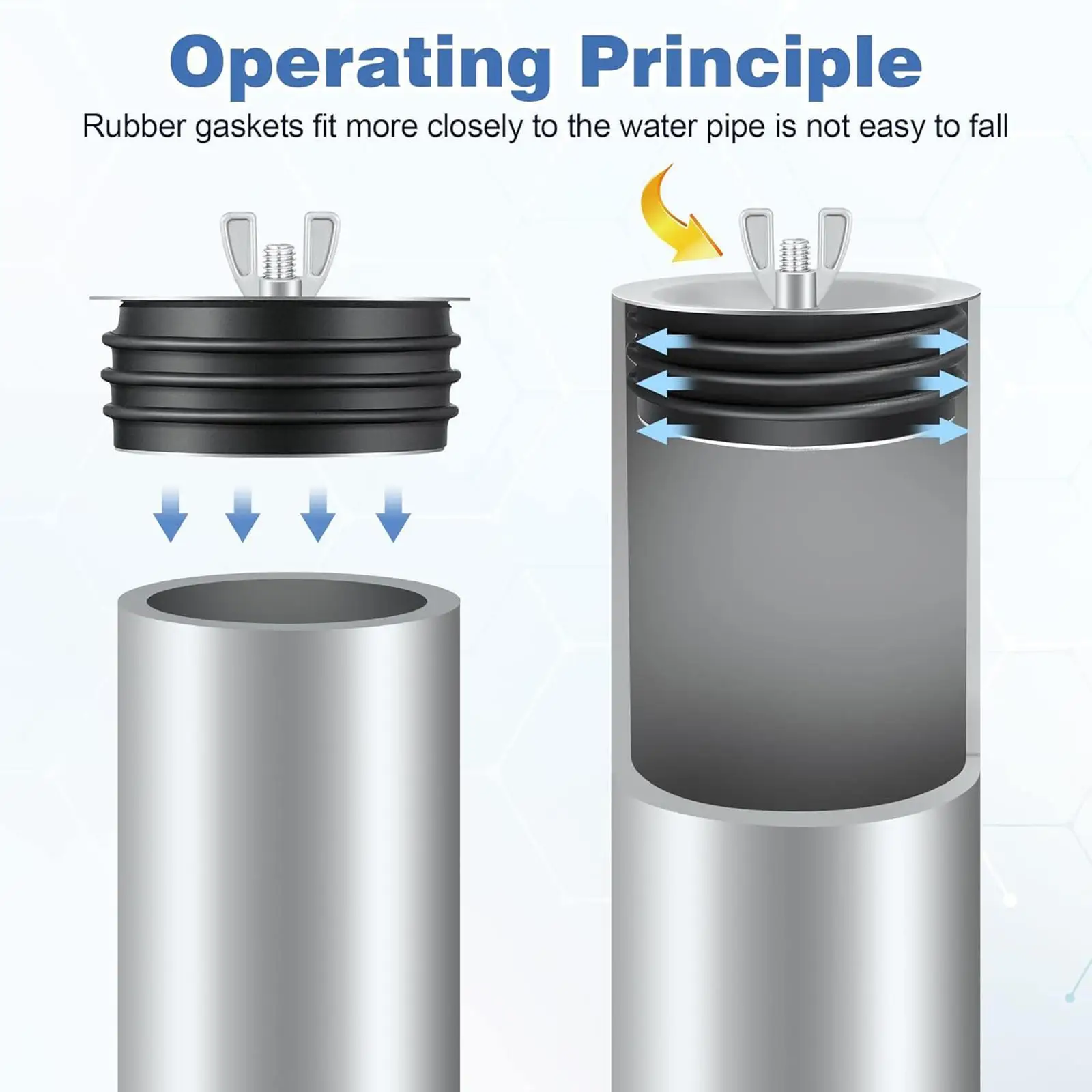Sewage Pipe Cap with Nut Long Lasting Rubber Metal Stopper Mechanical Test Plug for Plumbing System