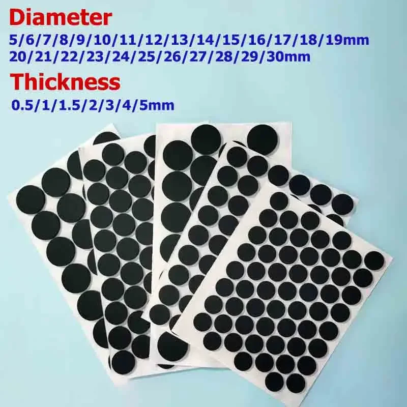 50pcs 5-30mm Anti-slip Black Self Adhesive Round Silicone Rubber Feet Pad Laptops Keyboards Calculators Monitors Anti-skid Pads