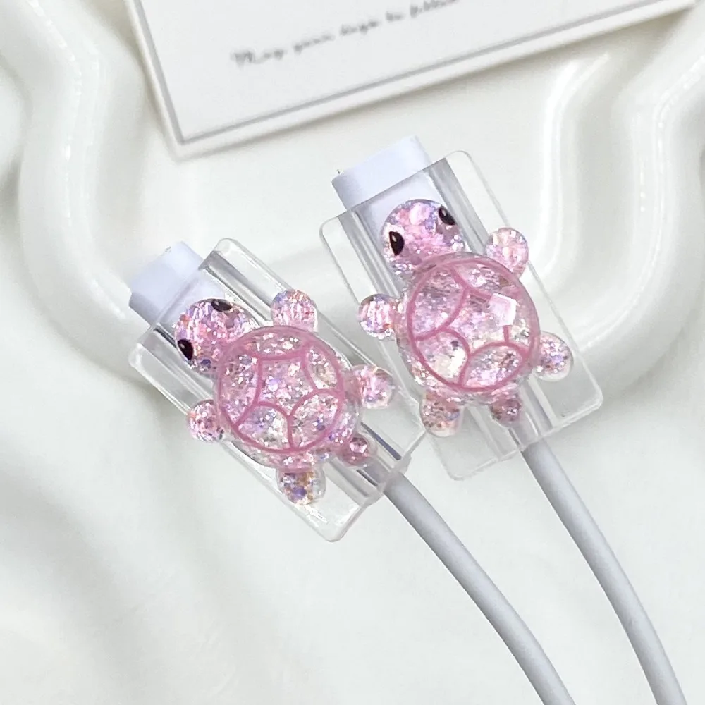 

1 комплект, защитный чехол для кабеля передачи данных «Мигающая маленькая черепаха», зарядная головка для телефона, милый мультяшный аксессуар для намотки кабеля телефона