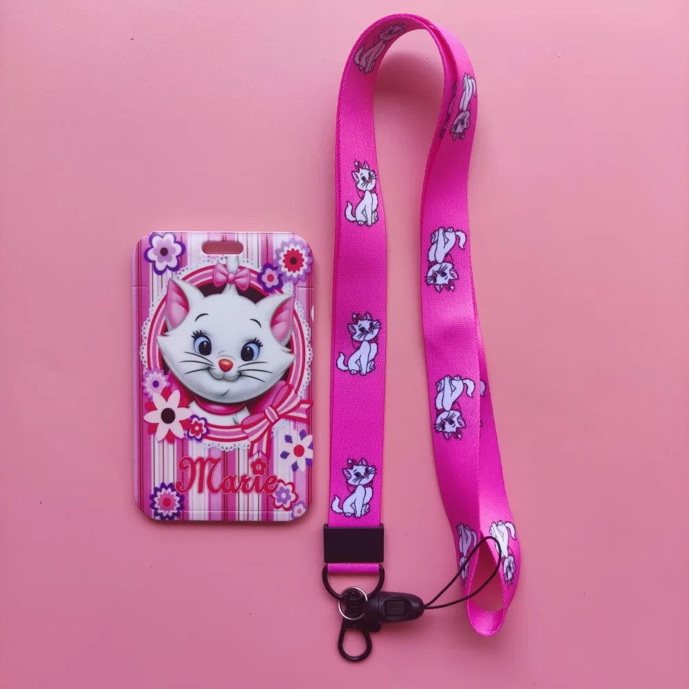 Disney Marie Katze frauen Mädchen Kunststoff Anime ID Karte Halter ID Abzeichen Schiebe Arbeit Name Tag Bus Karte Halter drop Verschiffen