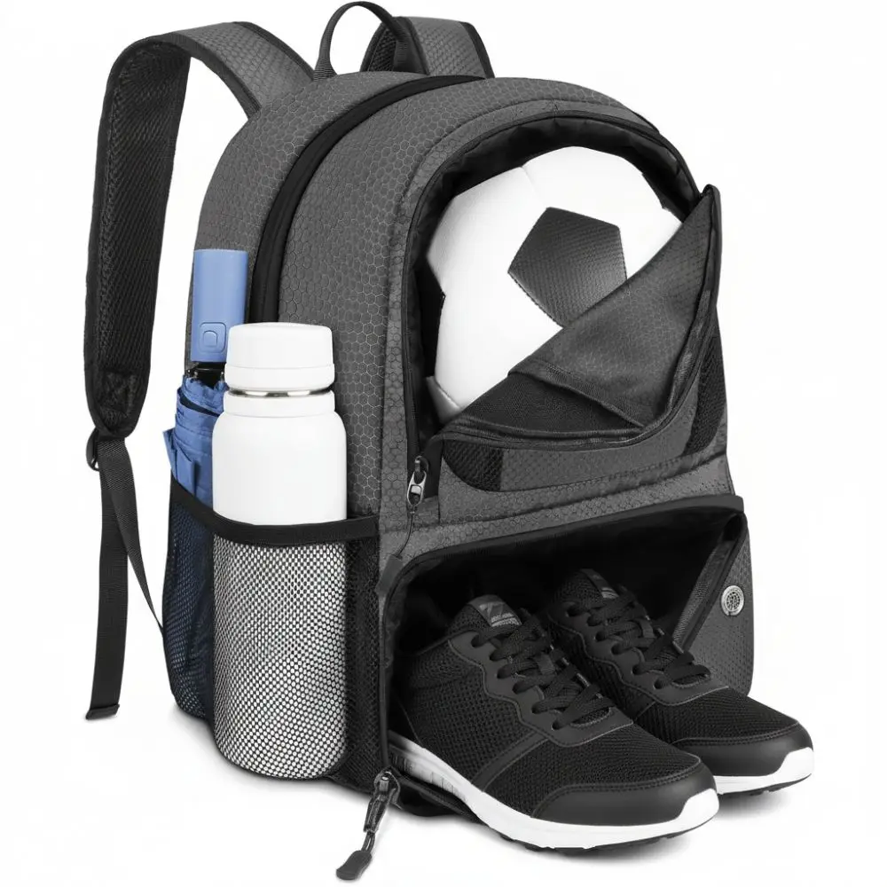 

Вместительный футбольный рюкзак с отделением для обуви, водонепроницаемая сумка для футбола, дышащий легкий рюкзак для спортзала