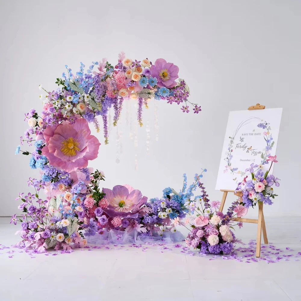 

ATV Purple Artificial Flower Arch Wedding Arch For Wedding Decoration