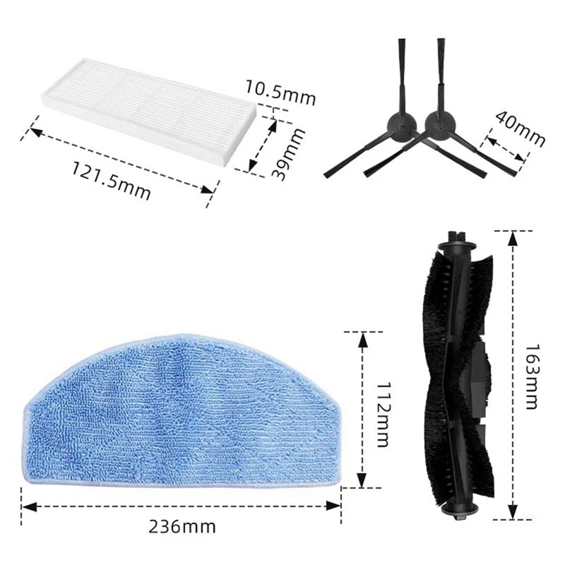 Accesorios para Robot aspirador Laresar Evol 3, cepillo lateral principal, filtro Hepa, almohadilla para mopa