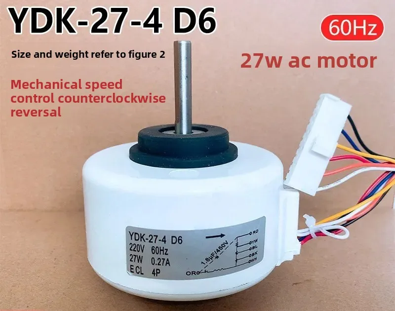 For YDK-27-4 D6 AC Inner Fan Motor for Air Conditioner 60Hz Mechanical Speed Regulation Replacement Part