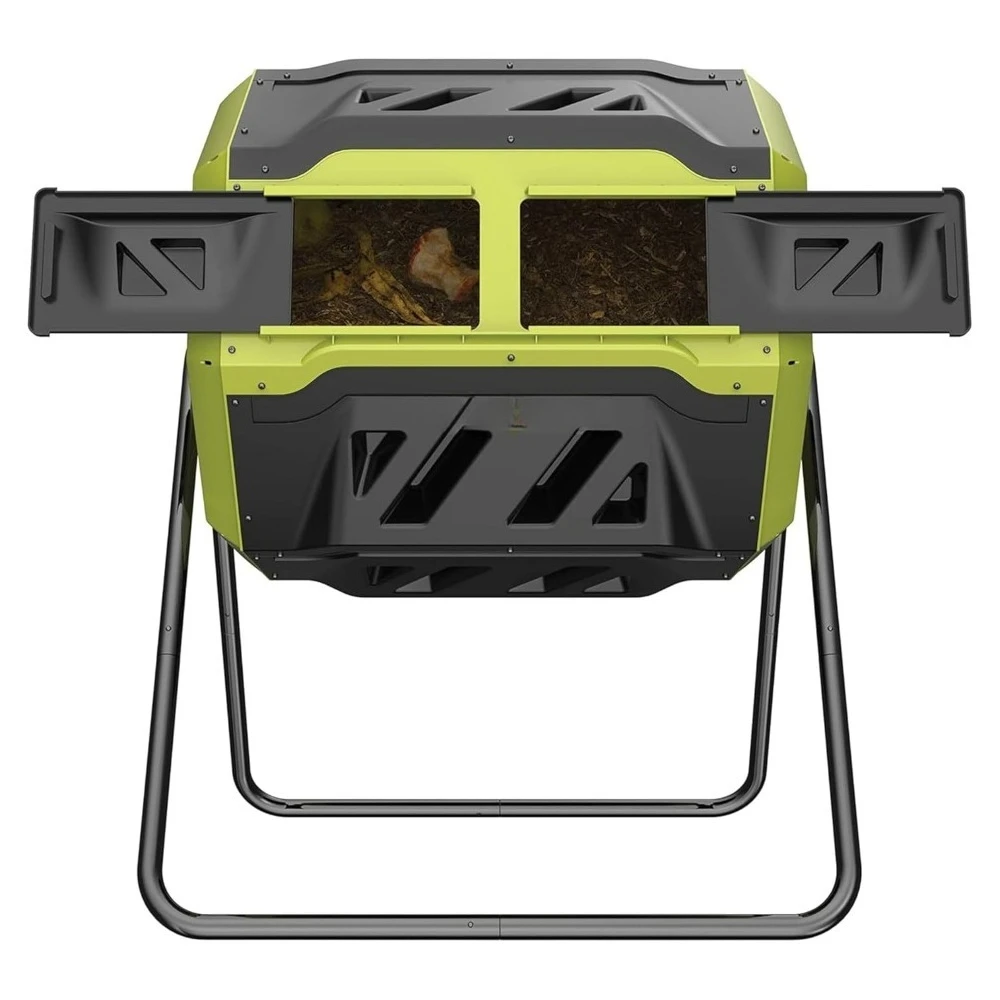 

Outdoor Tumbling Composter Bin with 360° Dual Chamber, 2-10 Weeks Compost, 42 Gal - Rotating Composting Tumbler, Customized