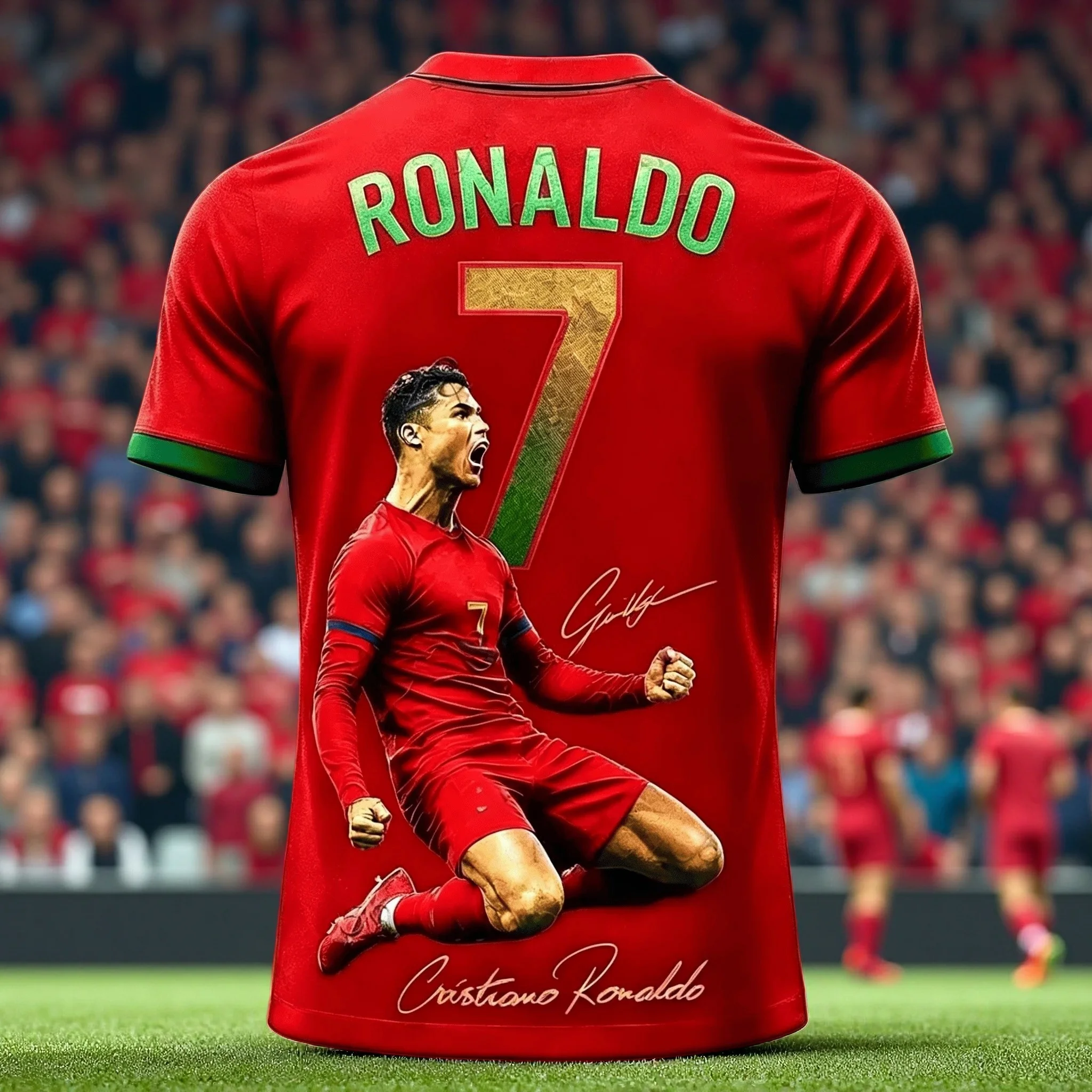 2026 Summer Ronaldo's 3D Printed Family Wear Football Jersey T-shirt Is Loose and Breathable Suitable for Daily Wear Y2k
