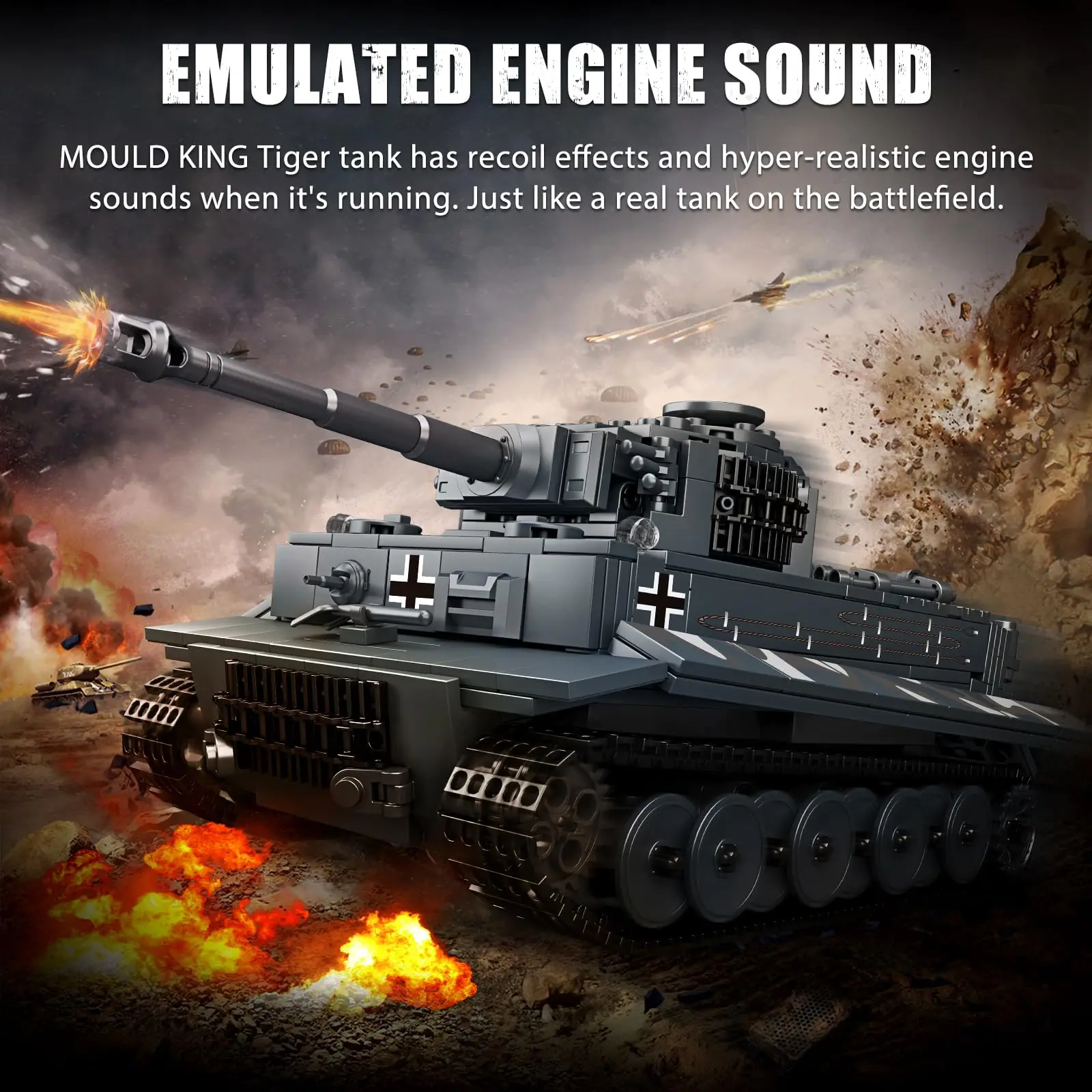 Mould King 800 PCS RC Military Tank Building Kit, APP Controlled Collectible Army Model for Adults & Teens