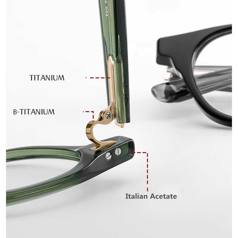 Top Quality Retro Round Glasses Frame Men Vintage Acetate Thick Frames Eyeglasses for Women Handmade Trendy Spring Hinge Eyewear