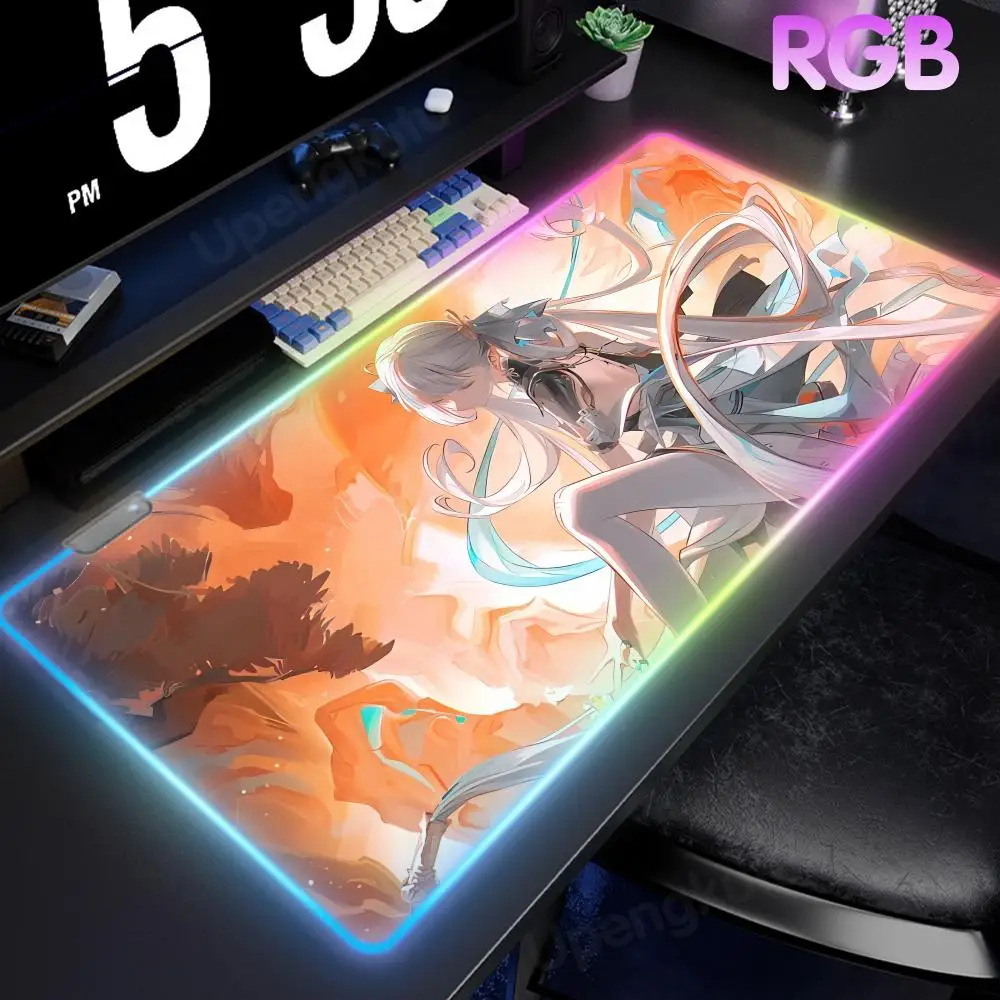Wuthering Wave Jinhsi Mouse Pad RGB Mouse Mouse Gamer Pad Gaming Mouse Pad LED Speed Mousepad Large Gamer Luminous Desk Mat